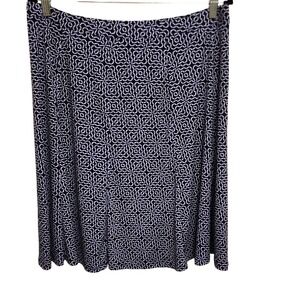 Liz Claiborne Geometric Print Midi Skirt Women's Size Large Black White Purple‎